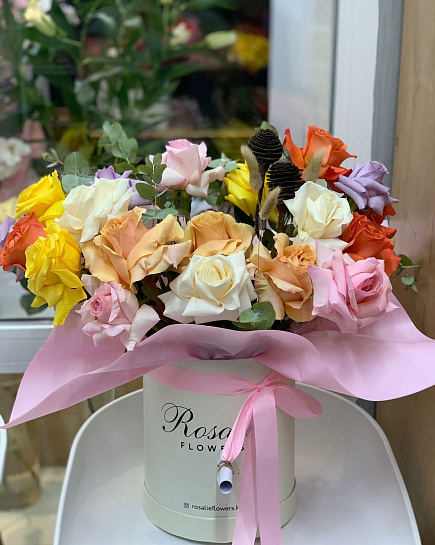 Bouquet of MIX box with roses flowers delivered to Almaty