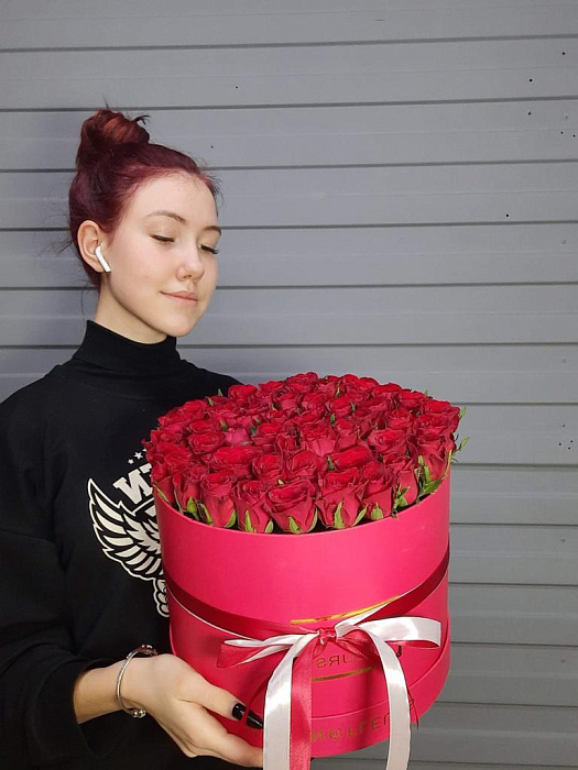 51 red roses in a box