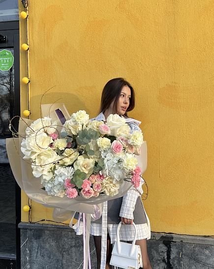 Bouquet of White angel flowers delivered to Almaty