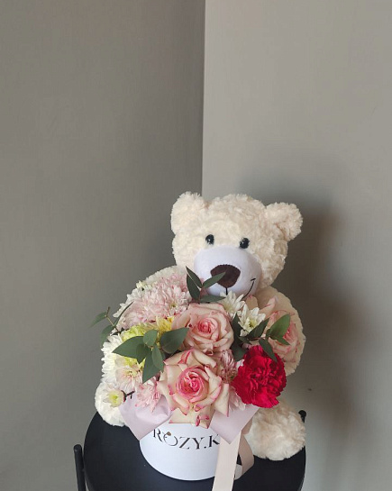 Bouquet of Teddy bear hug flowers delivered to Pavlodar