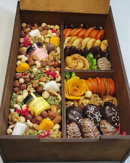 Bouquet of Box with dried fruits and nuts flowers delivered to Almaty
