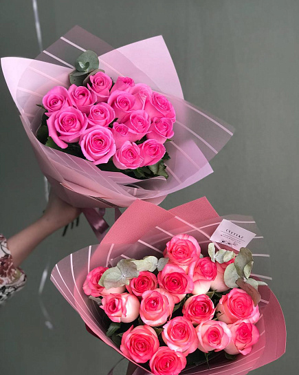 Розовые розы с оформлением с доставкой по Астане
