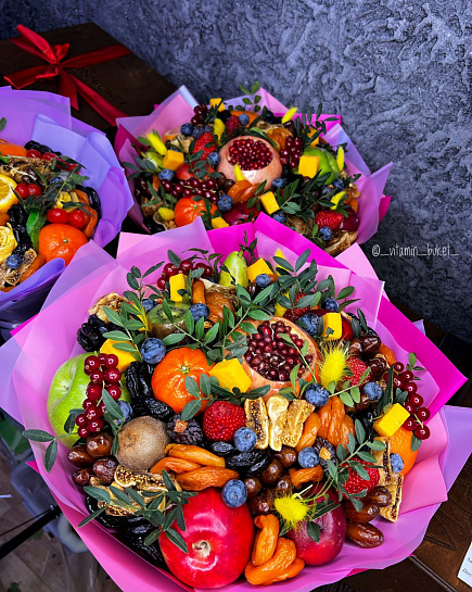 Bouquet of Bouquet-mix of fruits and dried fruits L flowers delivered to Almaty