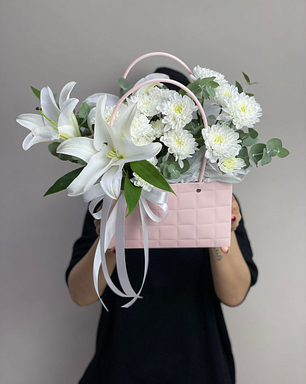 Bouquet of Handbag with lily flowers delivered to Astana