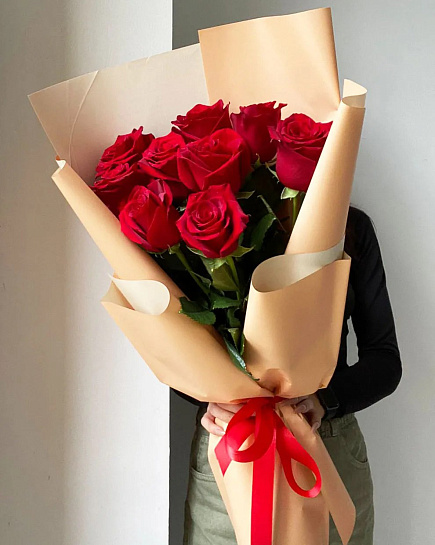 Букет из 9 красных роз с доставкой по Алматы