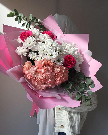 Bouquet of Combined bouquet with Hydrangea flowers delivered to Almaty