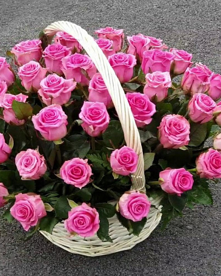 Bouquet of 51 rose in basket flowers delivered to Almaty