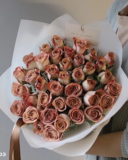 Bouquet of Bouquet of roses Cappuccino (39) flowers delivered to Shymkent